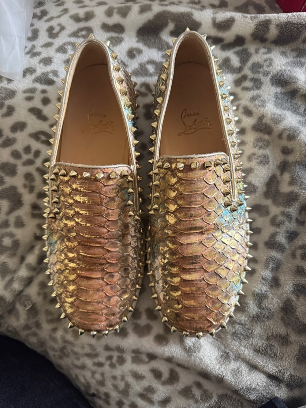 Louboutin Multicolor Python Pik Boat Slip On Sneakers 38 - Picture 2 of 10